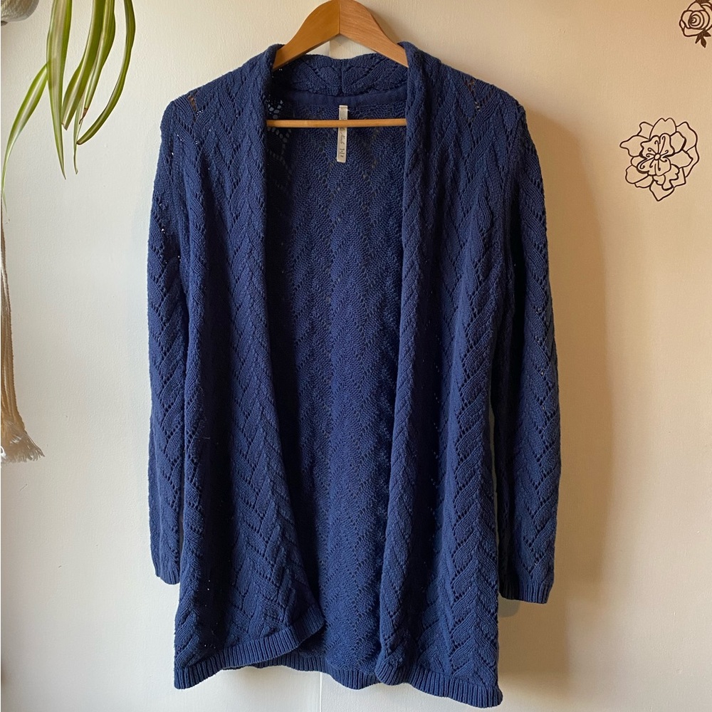 Navy Blue Cardigan Leo & Nicole Medium Knitted